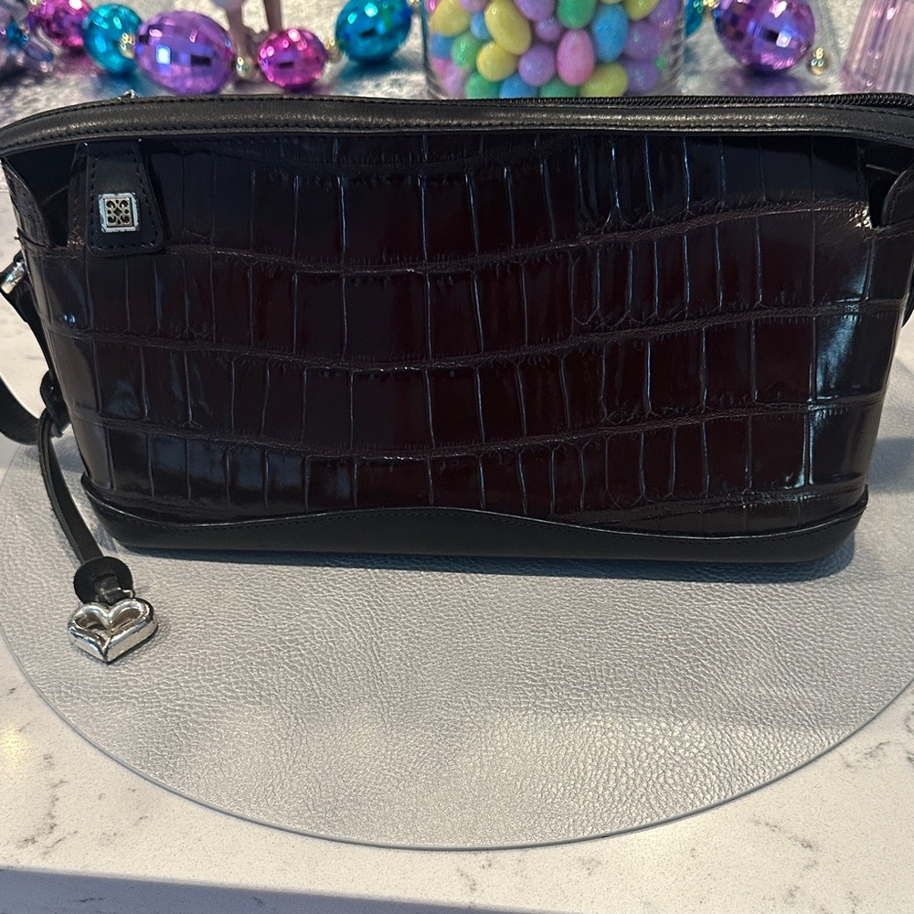 Brighton Elegant Black  & brown Crocodile-Embossed Women's Bag